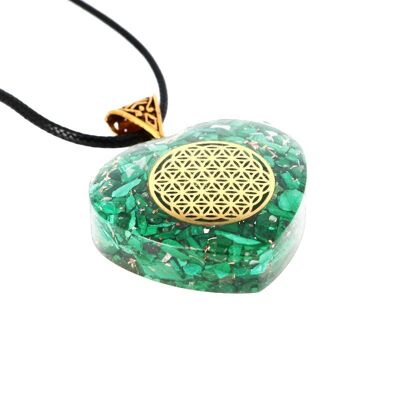 Genuine Malachite Heart Flower of Life 3.5 cm 