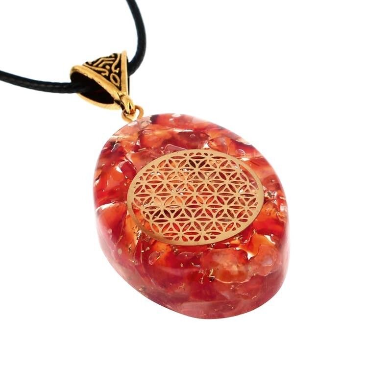 Ciondoli Fiore della Vita in Orgonite Corniola 3,8 cm