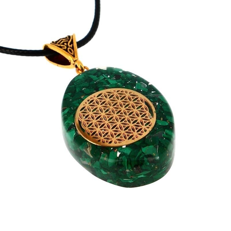 Ciondoli in Orgonite Vera Malachite Fiore della Vita 3,8 cm