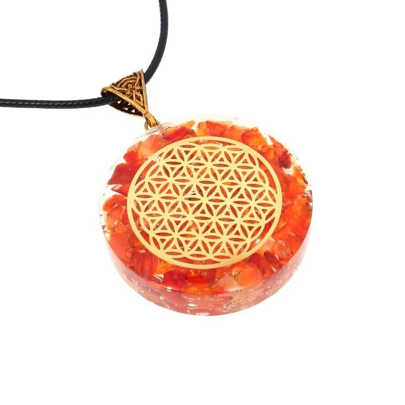 Ciondoli Fiore della Vita in Orgonite Corniola 4 cm