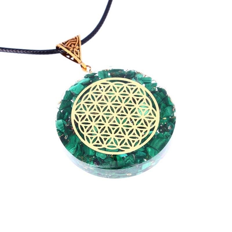 Ciondoli in Orgonite Vera Malachite Fiore della Vita 4 cm
