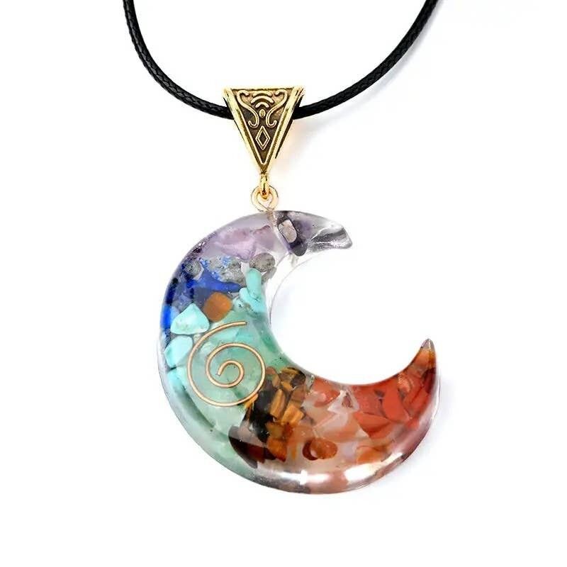 Ciondoli Lunari in Orgonite 7 Chakra 35 X 30 mm