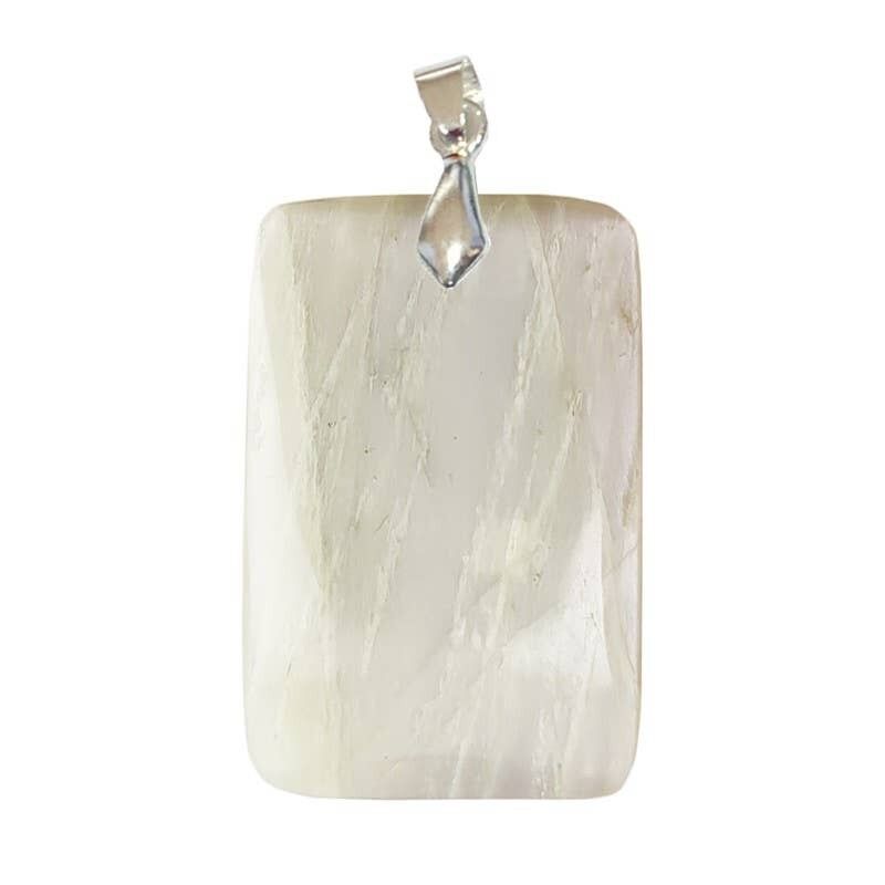 Ciondoli rettangolari in pietra di luna bianca perlata