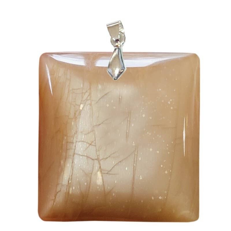 Ciondoli quadrati in pietra di luna arancione