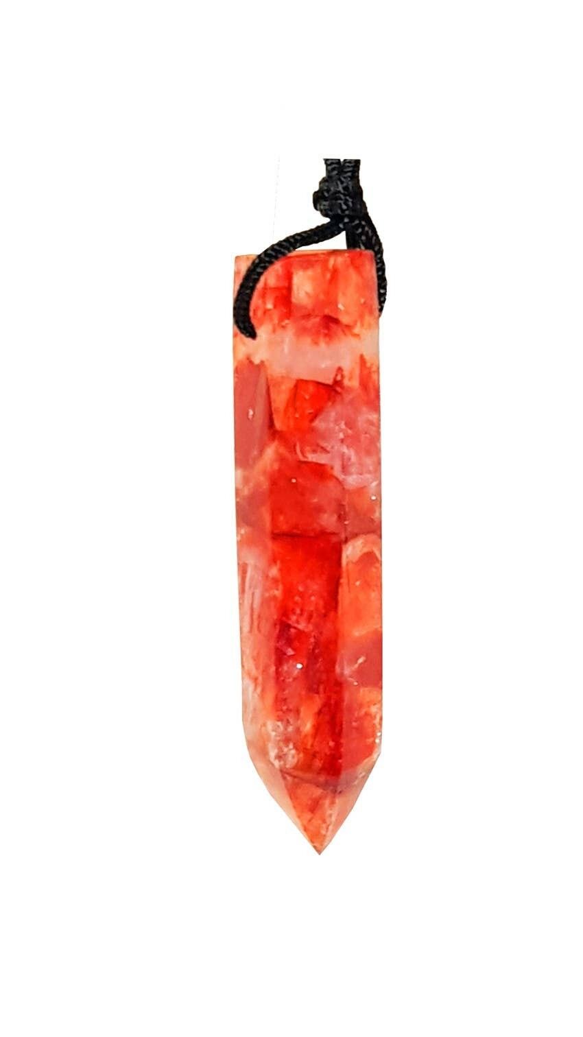 Ciondoli a punta di quarzo ematoide rosso