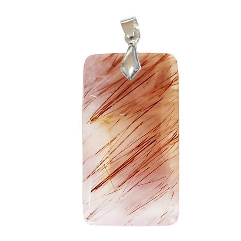 Pendente in Quarzo con Inclusioni di Rutilo Rettangolare