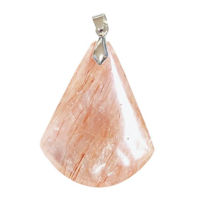 Pendente in quarzo triangolare con inclusione di rutilo