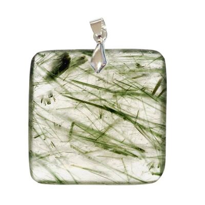 Square Actinolite Inclusions Quartz Pendants
