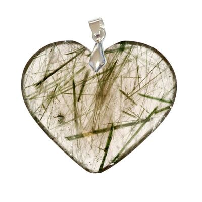 Quartz Pendants Heart Actinote Inclusions
