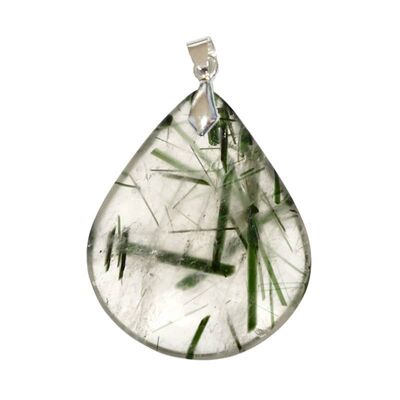 Quartz Pendants Actinote Drop Inclusions