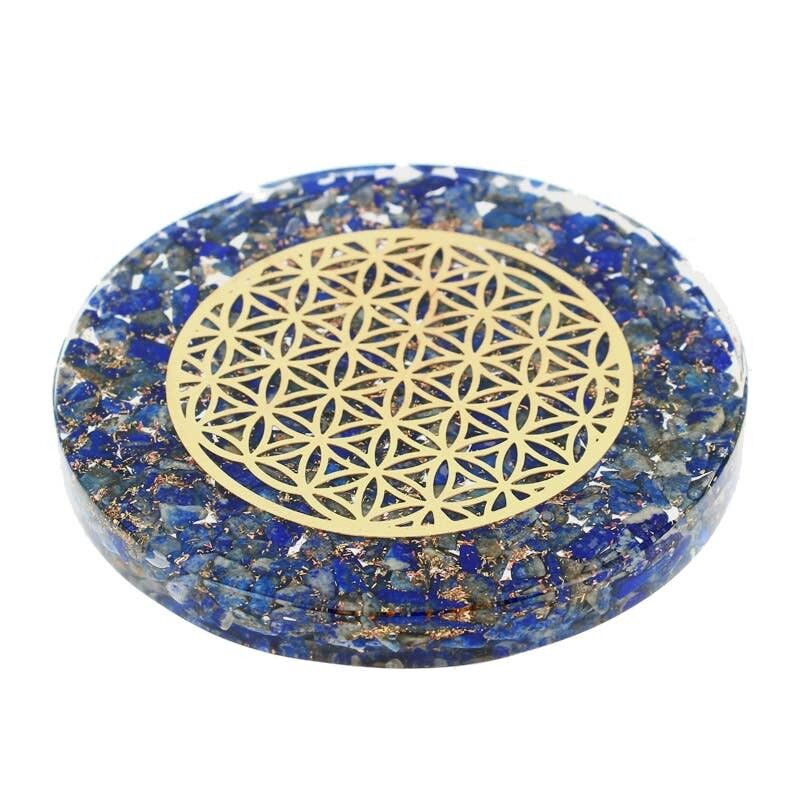 Bandeja de Orgonita Flor de la Vida de Lapislázuli de 10 cm