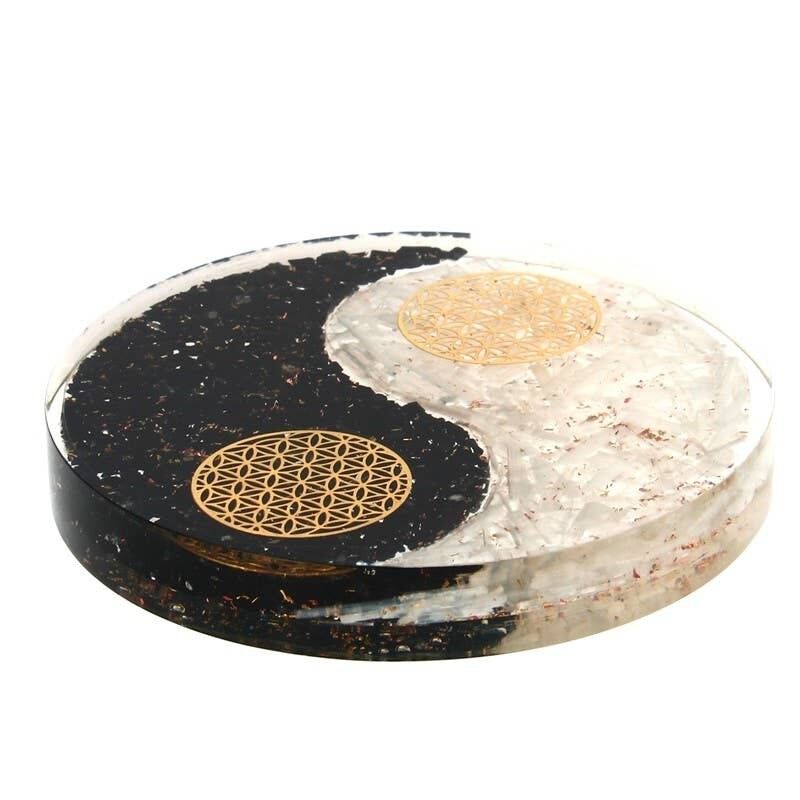 Bandeja Selenita Turmalina Negra Orgonita Flor de la Vida