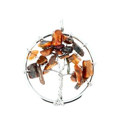 Tiger Eye Tree of Life Circle Pendants