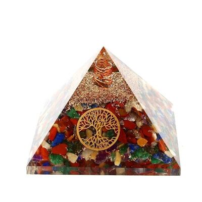 Pyramid 7 Mixed Chakras Orgonite Tree of Life 7.5 cm 