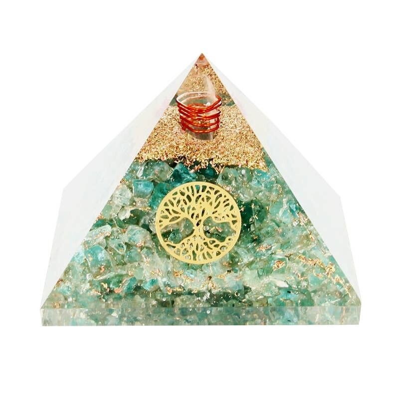 Pirámide de orgonita aguamarina Árbol de la vida 7. 5 cm