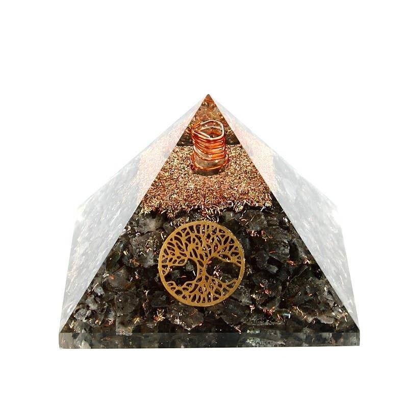Pirámide de orgonita larvikita árbol de la vida 7 5 cm