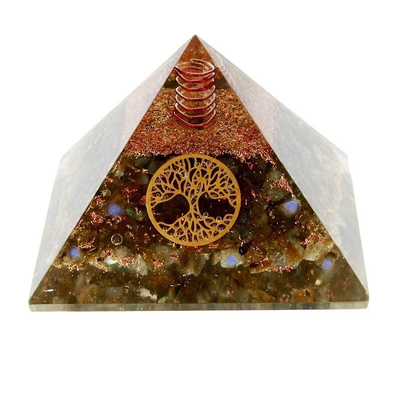 Pirámide de orgonita labradorita árbol de la vida 7. 5 cm