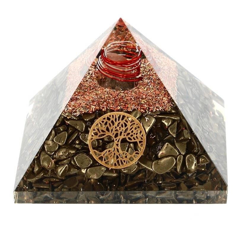 Pirámide de orgonita pirita árbol de la vida 7. 5 cm