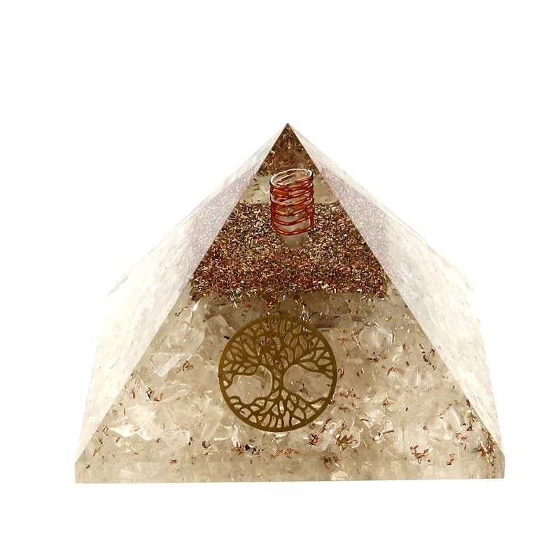 Pirámide de orgonita de cristal de roca Árbol de la vida 7. 5 cm