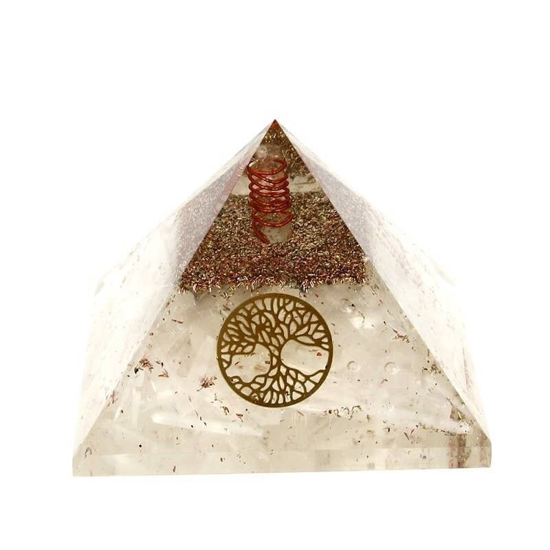 Pirámide de orgonita selenita Árbol de la vida 7. 5 cm