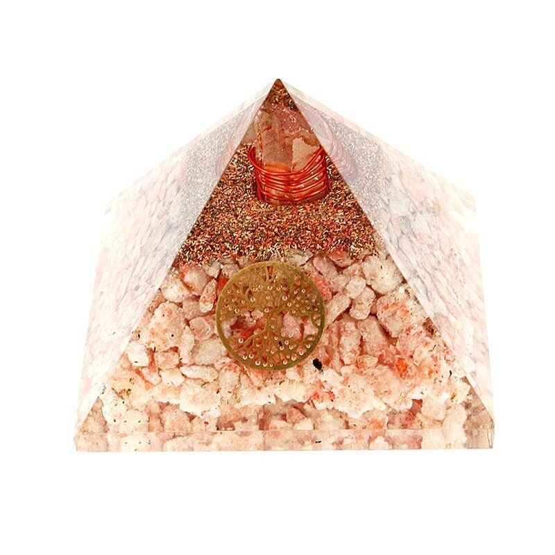 Pirámide de piedra solar de orgonita, árbol de la vida 7. 5 cm