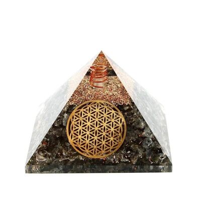 Larvikite Orgonite Flower of Life Pyramid 7.5 cm 