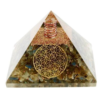 Labradorite Orgonite Flower of Life Pyramid 7.5 cm 