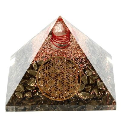 Pyrite Orgonite Flower of Life Pyramid 7.5 cm 