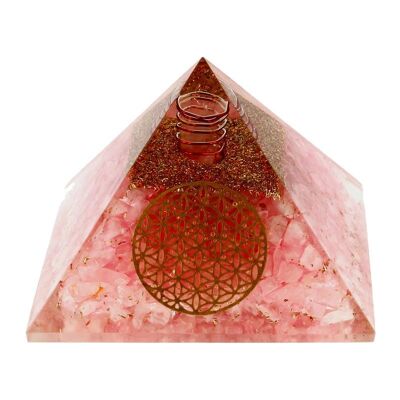 Rose Quartz Orgonite Flower of Life Pyramid 7.5 cm 