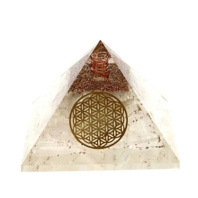 Selenite Orgonite Flower of Life Pyramid 7.5 cm 