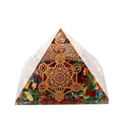 Pyramid 7 Mixed Chakras Orgonite Metatron 7.5 cm 