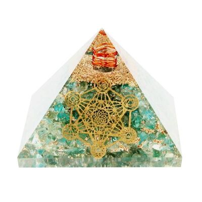 Metatron 7 Aquamarine Orgonite Pyramid.5 cm 