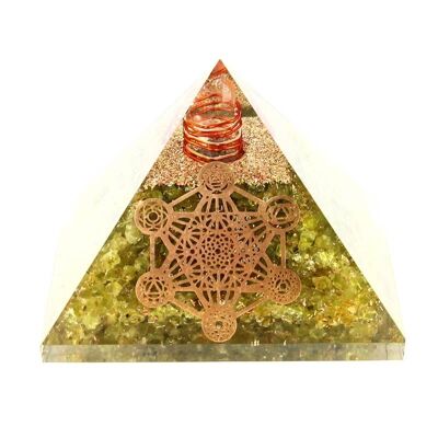 Peridot Orgonite Metatron 7 Pyramid.5 cm 