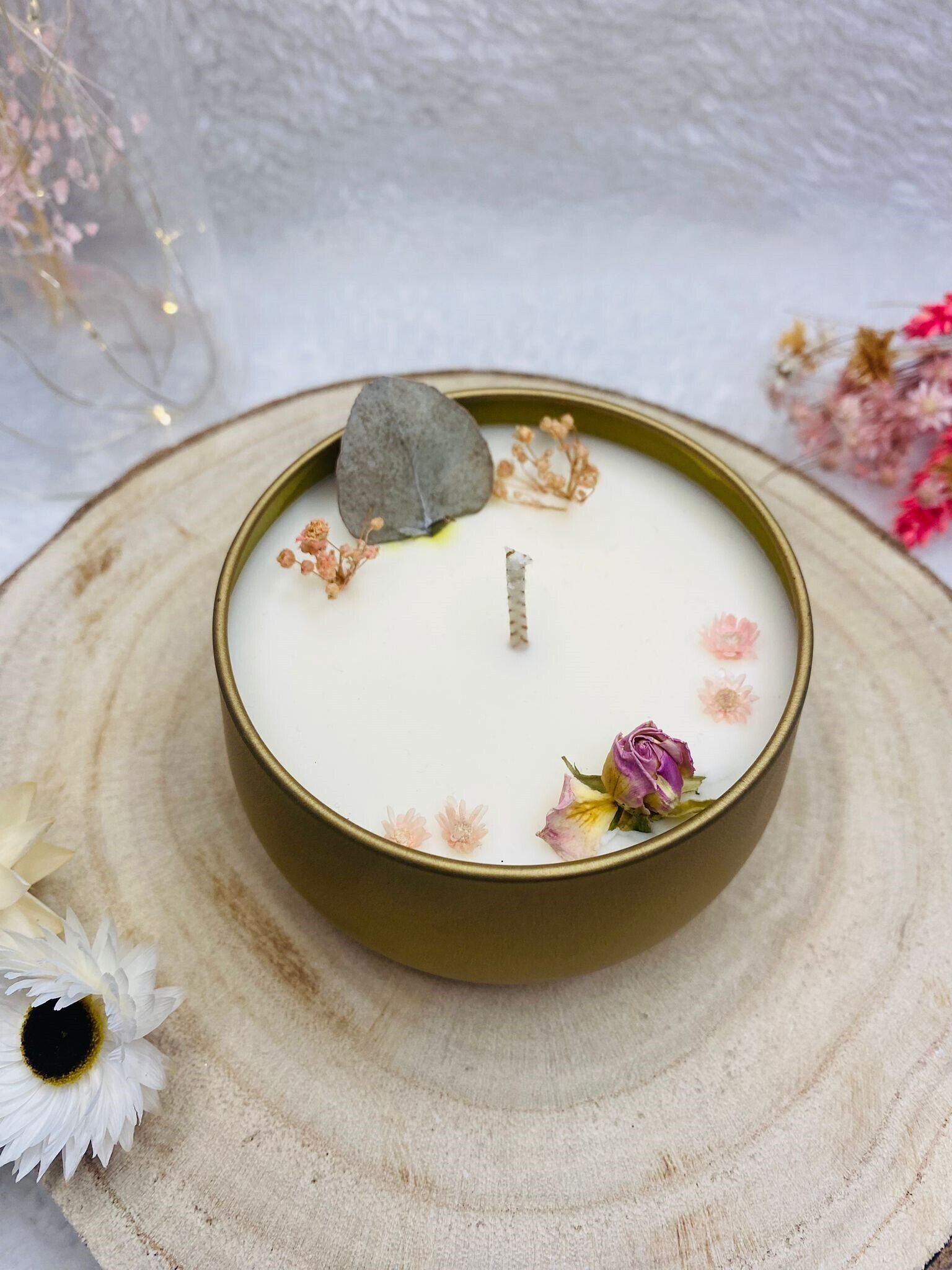 Flower candle - gold
