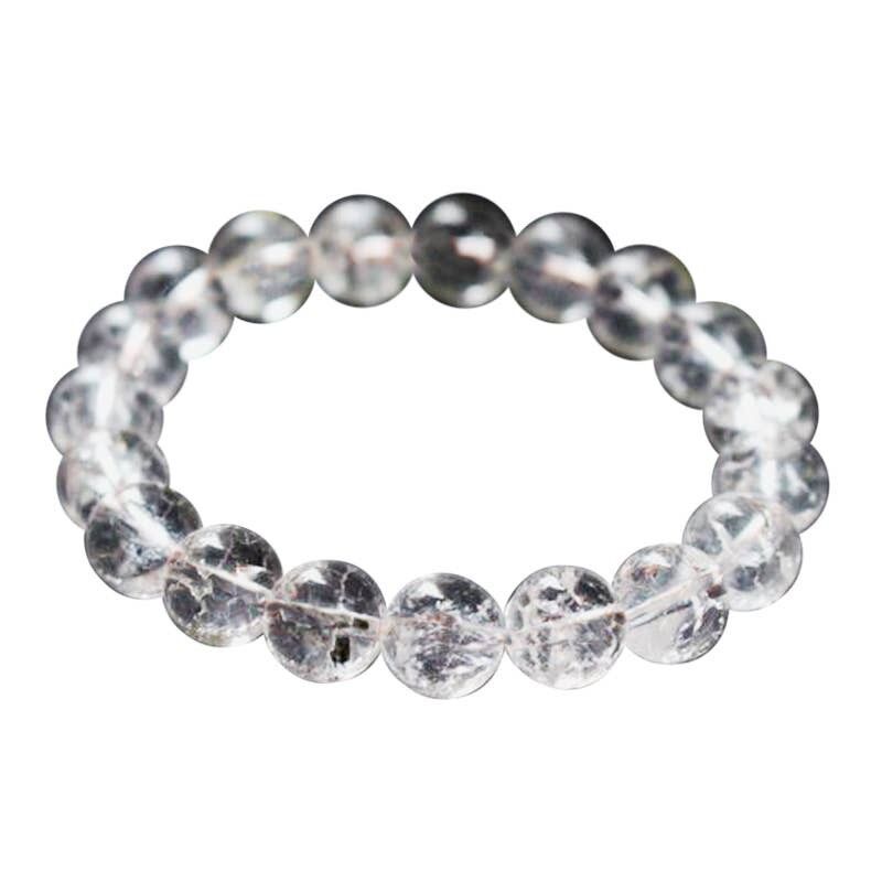 Bracciale in cristallo di rocca ricostituito, perline da 10 mm - BRC10P