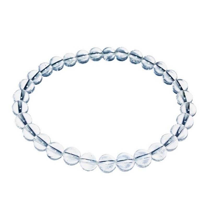 Bracciale in cristallo di rocca ricostituito da perle da 6 mm