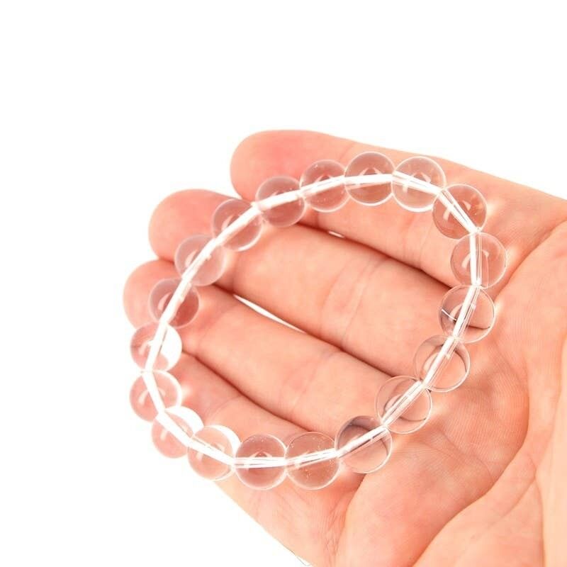 Bracciale in vero cristallo di rocca, perline EXTRA da 10 mm