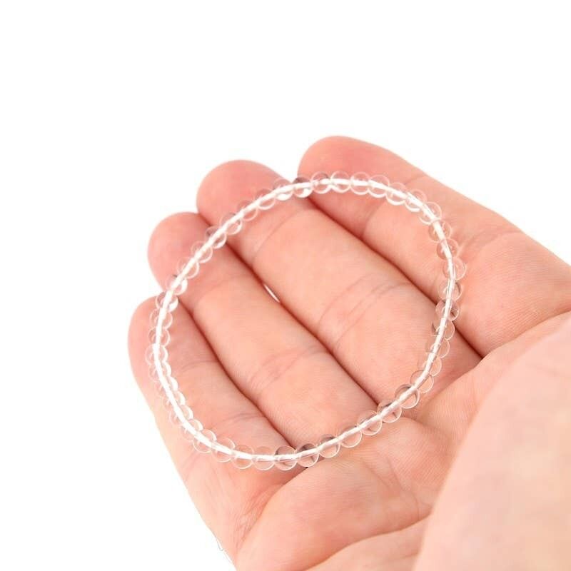 Bracciale in vero cristallo di rocca, perline EXTRA da 4 mm