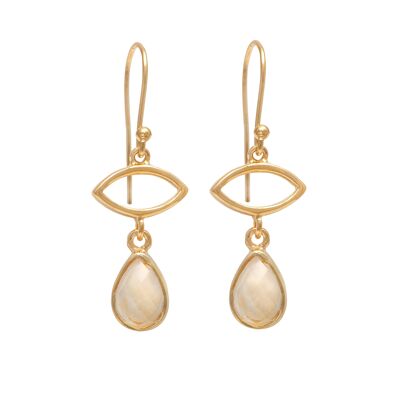 Gold Plated Drop Earrings with Citrine Gemstone