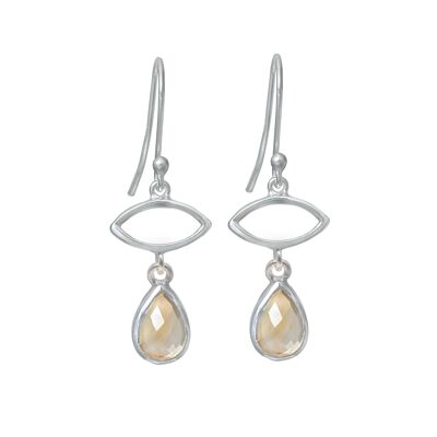 Silver Drop Earrings with Citrine Gemstone