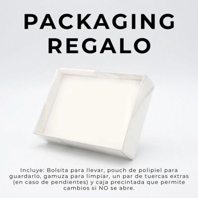 CONFEZIONE REGALO: Include: borsa da viaggio. Custodia in similpelle per riporre il prodotto. Pelle di camoscio per la pulizia. Un paio di dadi di ricambio (nel caso degli orecchini) e una scatola sigillata che consenta di cambiarla se NON viene aperta.