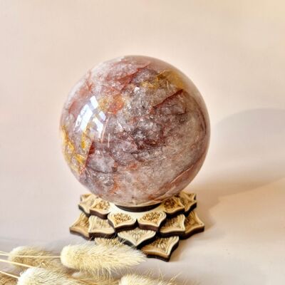 Sfera di quarzo di fuoco XL / guaritore dorato – 110 mm – 1131 grammi