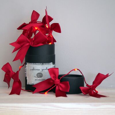 Lichterkette mit Satinschleife – Weihnachtsdekoration (2 m/3 m)