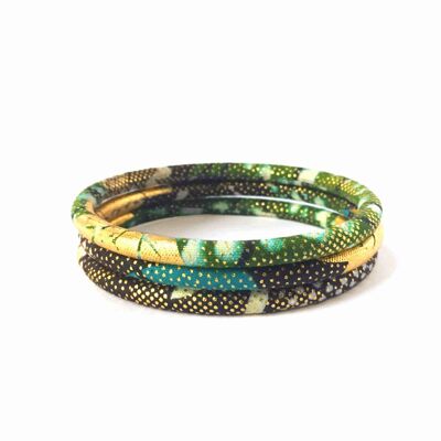 Khaki/turquoise/yellow/gold wax bracelets