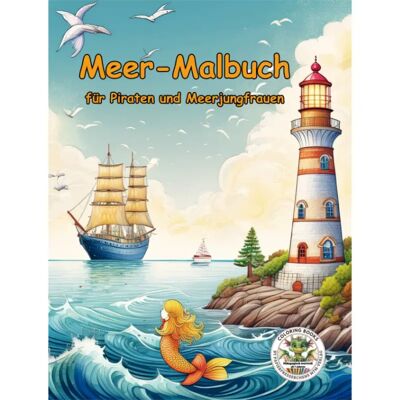 Libro para colorear del mar para piratas y sirenas.