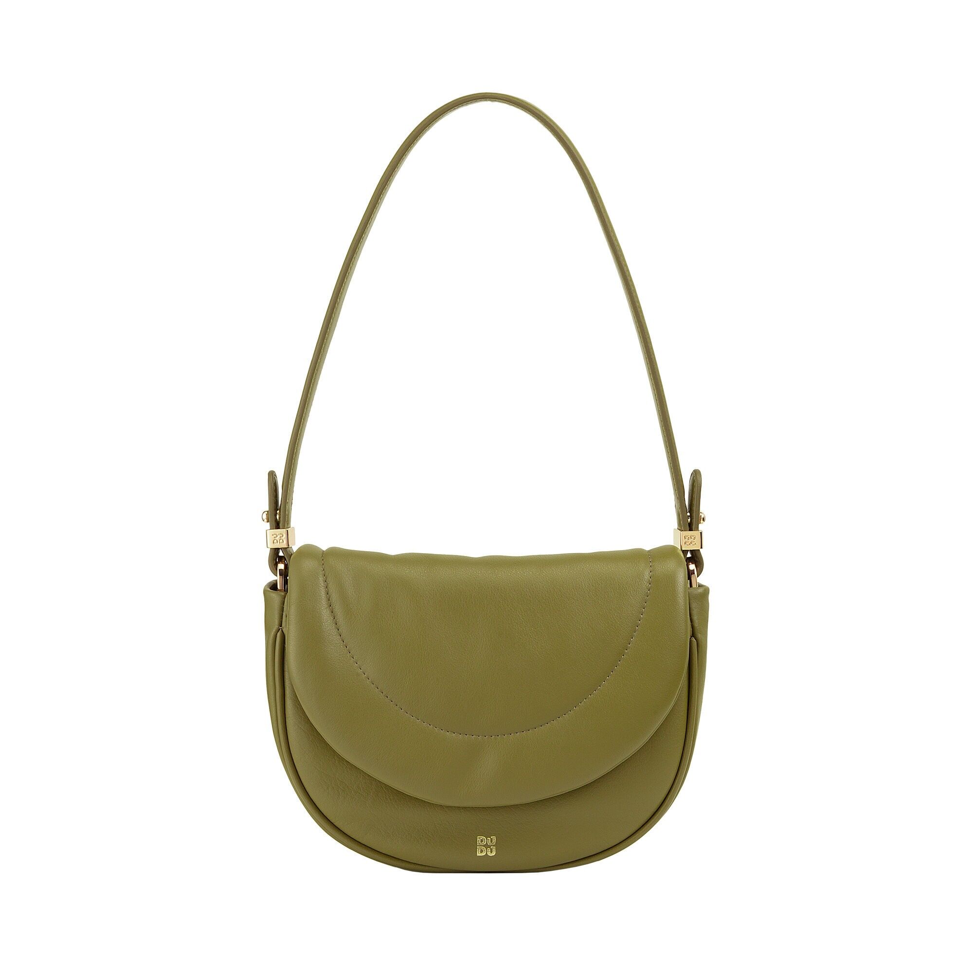 Borsa a tracolla in pelle da donna Dudu trapuntata verde oliva