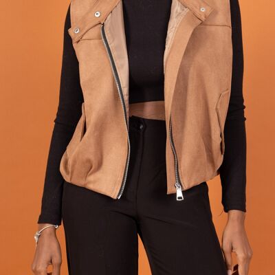 Gilet senza maniche con cerniera in suede - PV2515