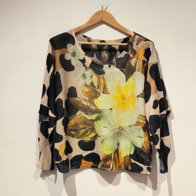 PESS PRINT PE25 Fleurs jaunes - col bateau