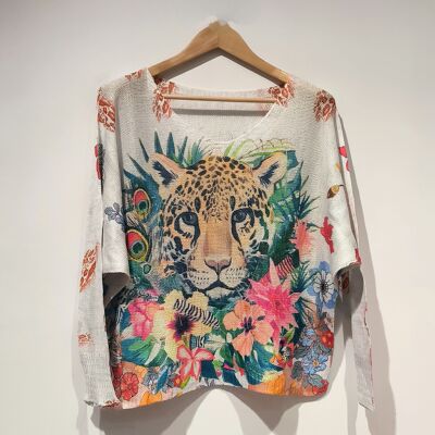 PESS PRINT PE25 Fleurs Tigre - col bateau
