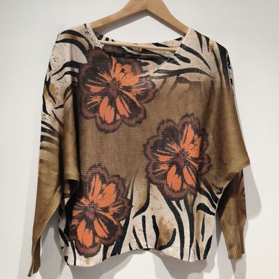 PESS PRINT PE25 Fleurs Savane - col bateau